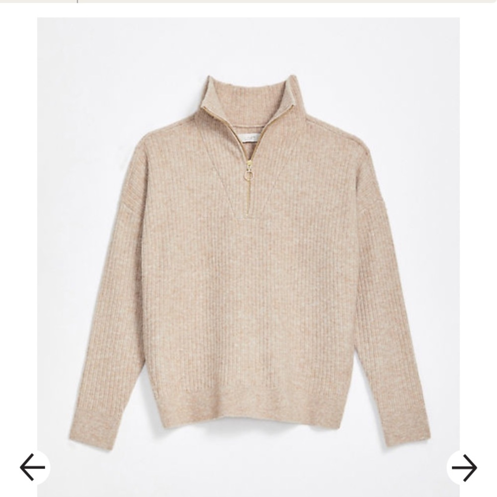 LOFT Petite Ribbed Zip Collar